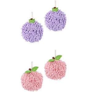 REGALWOVEN Soft Absorbent Fluffy Chenille Ball Bathroom Hand Towels with Wall Hook 4 Pack - 1 of 4
