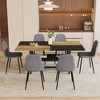 7-Piece Dining Set with Storage Space, Rectangular Table and 6 Linen Fabric Chairs - 3 of 4