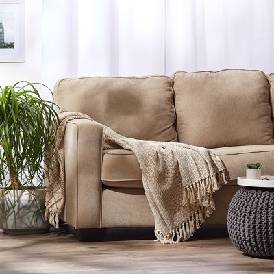 50"x60" Stone Cotton Handloom Chevron Throw Blanket