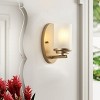 Dewdrop Farmhouse 1-Light Bathroom Vanity Light Brushed Nickel Iron Finish with Glass Shade ETL Certified Wall Mounted Fixture for Bedroom Hallway - 3 of 4