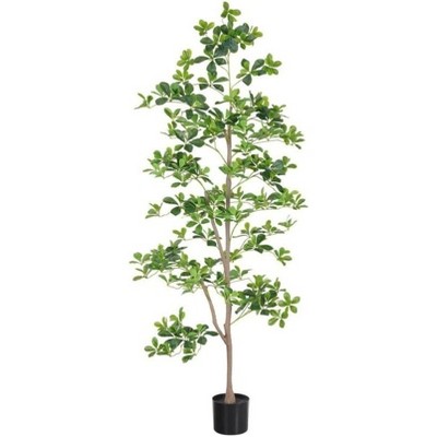 Fake Schefflera Tree, 7FT Fake Tree, Outdoor Fake Potted Silk Plant, Artificial Plants Indoor, Tall Fake Plants Indoor Artificial Trees