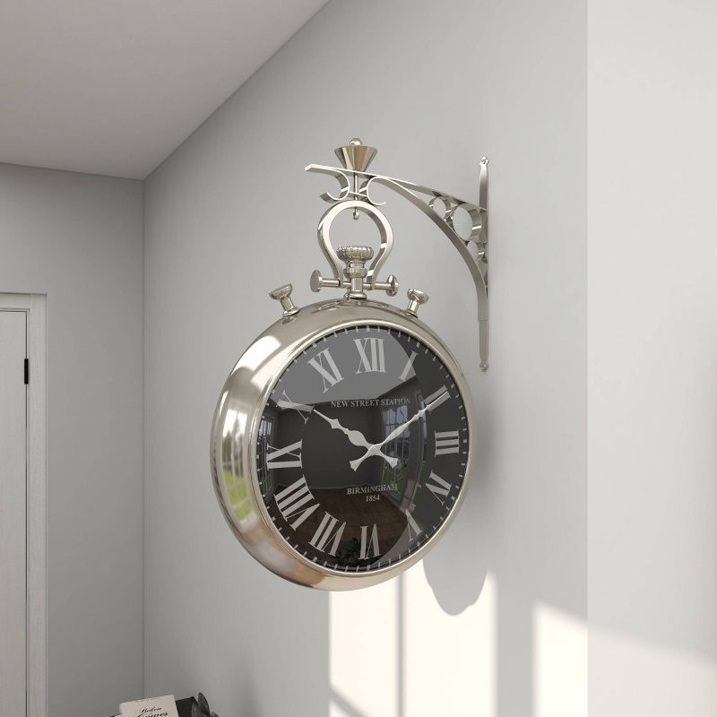 22&#34;x16&#34; Stainless Steel Pocket Watch Style Wall Clock Silver - Olivia &#38; May, 3 of 21