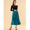 INSPIRE CHIC Women's Party Elastic Waist Metallic Shiny Accordion Pleated Midi Skirt - 3 of 4