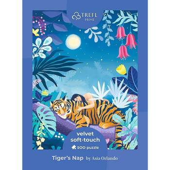 Trefl UFT Prime Velvet Tiger's Nap 500pc Puzzle: Animal Theme, Brain Exercise, Creative Thinking, Gender Neutral
