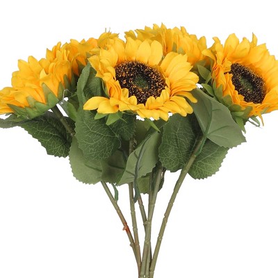 REGALWOVEN Artificial Sunflower Long Stem Home Wedding Decor Artificial Flowers 18.9"