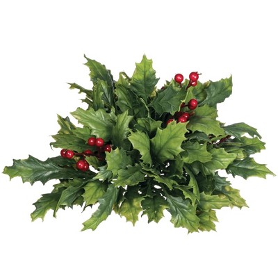 Sullivans Artificial Holly with Berries 1/2 Orb 6"H Green