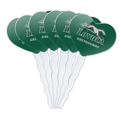 Loyola University Maryland Primary Logo Heart Love Cupcake Picks Toppers Decoration Set of 6