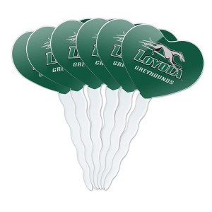 Loyola University Maryland Primary Logo Heart Love Cupcake Picks Toppers Decoration Set of 6 - 1 of 4