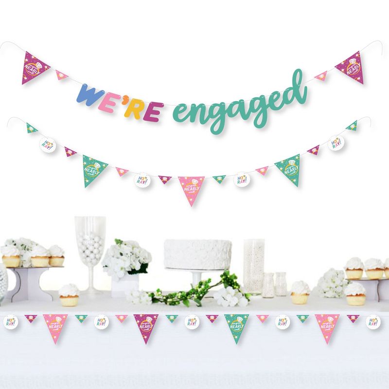 Big Dot of Happiness Just Engaged - Colorful - Engagement Party Letter Banner Decoration - 36 Banner Cutouts and We're Engaged Banner Letters, 2 of 8