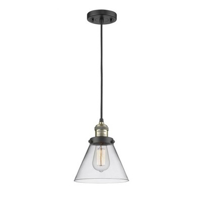 Cone - 1 Light Cord Hung Mini Pendant In Industrial Style-10 Inches Tall and 8 Inches Wide