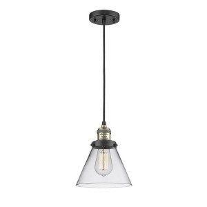 Cone - 1 Light Cord Hung Mini Pendant In Industrial Style-10 Inches Tall and 8 Inches Wide - 1 of 1
