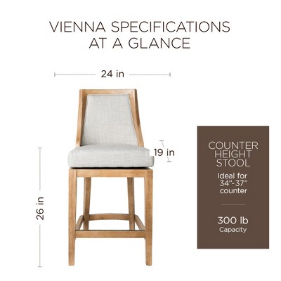 Vienna Weathered Oak Swivel Counter Stool with Sand Upholstery