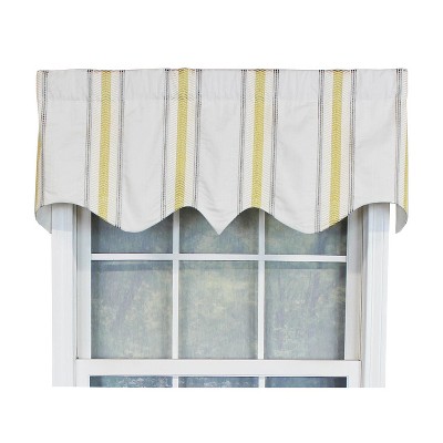 RLF Home Lemon Stripe Regal  100% Cotton with Fully Lined 3" Rod Pocket Valnance for Windows 50" x 17" Cream