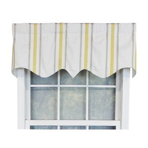 RLF Home Lemon Stripe Regal  100% Cotton with Fully Lined 3" Rod Pocket Valnance for Windows 50" x 17" Cream - 1 of 4