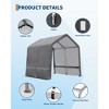 10x10FT Outdoor Storage Shed Carport with Roll-Up Zipper Door, Portable Garage Storage Shelter Heavy Duty Waterproof PE Tarp for Bike, ATV, Grey - 4 of 4