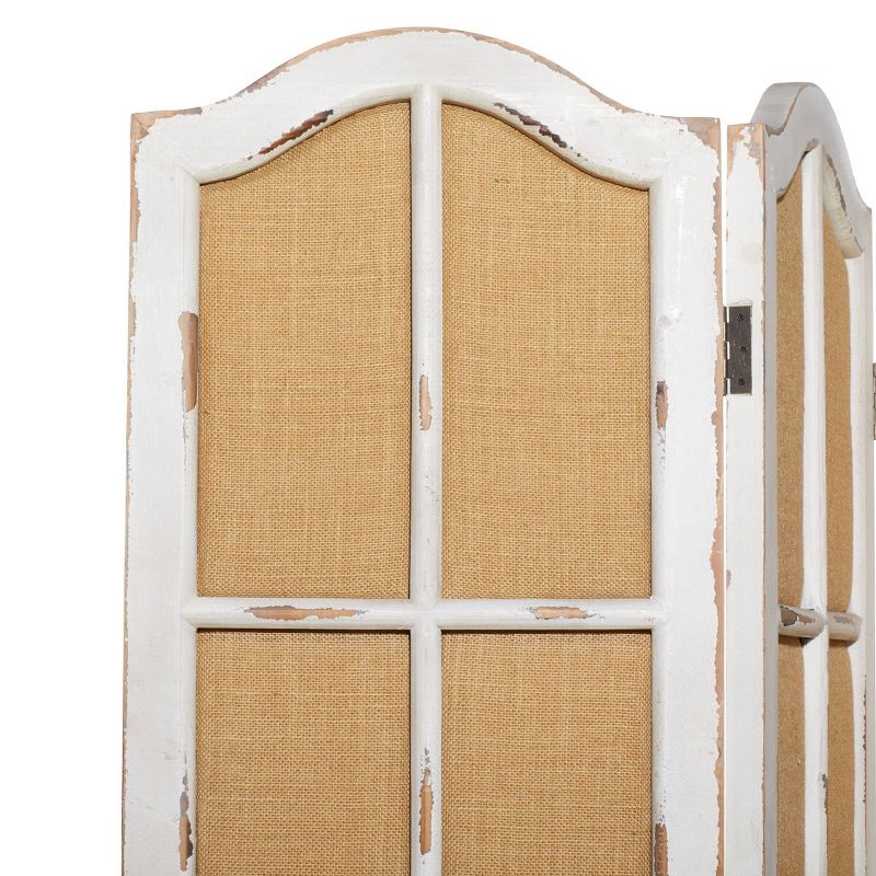 Farmhouse Wood Room Divider Screen Beige - Olivia &#38; May, 4 of 10