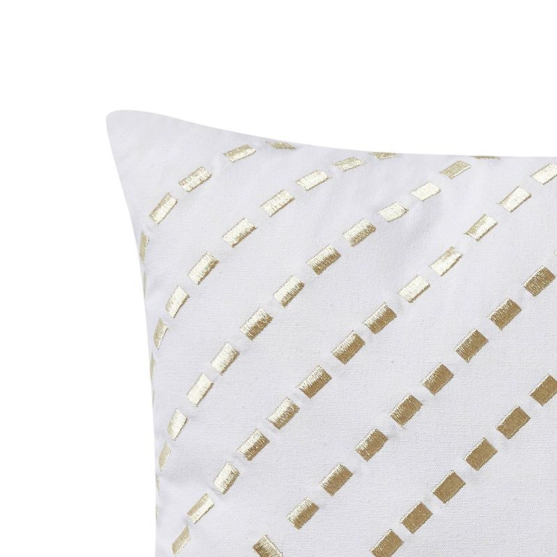 18&#34;x18&#34; Metallic Embroidered Diamond Square Throw Pillow White/Gold - VCNY Home, 4 of 7