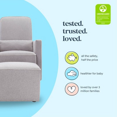 Gray Polyester Swivel Glider with Ottoman and Lumbar Pillow