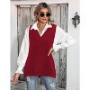 Zeagoo Women's Sweater Vests Sleeveless V Neck Oversized Pullover Knitted Fashion Tops - 3 of 4