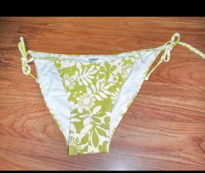 Women's Side-tie Low-rise Cheeky High Leg Bikini Bottom - Wild Fable™  Green/ivory Leaf Print Xl : Target