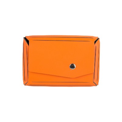 JAM Paper Italian Leather Business Card Holder Case with Angular Flap Orange Sold Individually