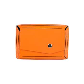 JAM Paper Italian Leather Business Card Holder Case with Angular Flap Orange Sold Individually