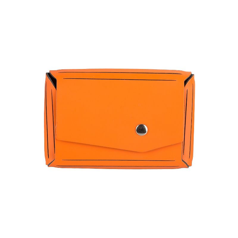 JAM Paper Italian Leather Business Card Holder Case with Angular Flap Orange Sold Individually, 1 of 6