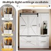 PAKASEPT 73" H Farmhouse Armoire Wardrobe Closet with Sliding Barn Door, LED Lights, Hanging Rod and 4 Drawers, Freestanding Wooden Wardrobe Closets - 2 of 4