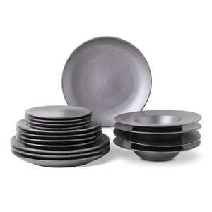 Stone Lain Valencia 16-Piece Dinnerware Set Porcelain, Service for 4, Metallic Grey - 1 of 4