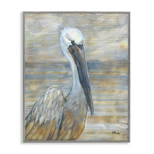 Stupell Industries Coastal Pelican Bird Abstract Portrait Framed Giclee Art, Gray, 24" x 30" - 1 of 4
