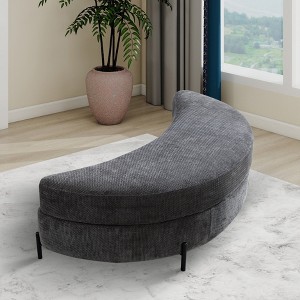 Hrinhom 47.2"W Modern Chenille Storage Ottoman with Adjustable Cover and Metal Legs - 1 of 4
