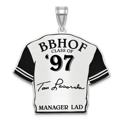 Black Bow Jewelry Sterling Silver Tom Lasorda Signature Enamel Jersey Pendant