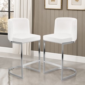 Bekrvio 26" Counter Height Bar Stools - with Back & C-Shaped Metal Frame, Upholstered Chairs for Kitchen Island, Home Bar, Pub - 1 of 4