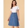 INSPIRE CHIC Women's Raw Hem Single Breasted Button Down A-Line Midi Jeans Skirt - 3 of 4
