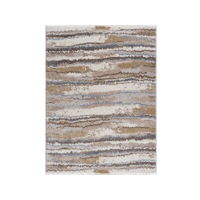 LIVN CO. Watercolor Abstract Stripes Woven Cozy Shag Area Rug