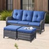 POCASSY 74" Wide Outdoor Wicker Patio Sofa with Cushions - 2 of 4