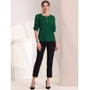 Allegra K Women's Square Split Neck Pleated Short Sleeve Office Work Top - 3 of 4
