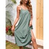 Women's Summer V Neck Sleeveless Maxi Dresses Adjustable Spaghetti Strap Casual Loose Beach Long Dress with Lined - 4 of 4