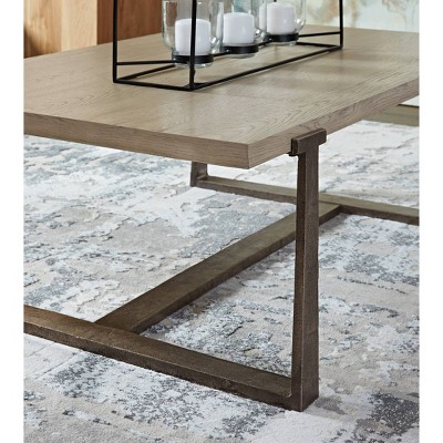 Dalenville Rectangular Black and Gray Wood Metal Coffee Table