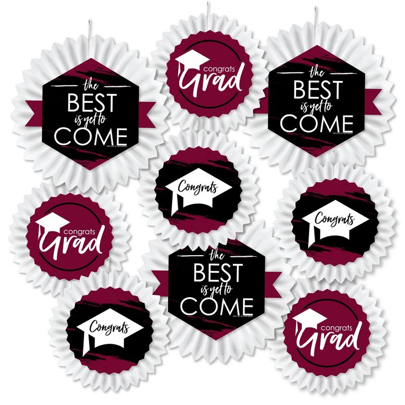Big Dot of Happiness Maroon Grad - Best is Yet to Come - Hanging  Burgundy Graduation Party Tissue Decoration Kit - Paper Fans - Set of 9, 1 of 9