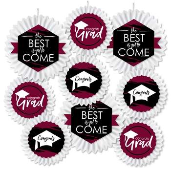 Big Dot of Happiness Maroon Grad - Best is Yet to Come - Hanging  Burgundy Graduation Party Tissue Decoration Kit - Paper Fans - Set of 9