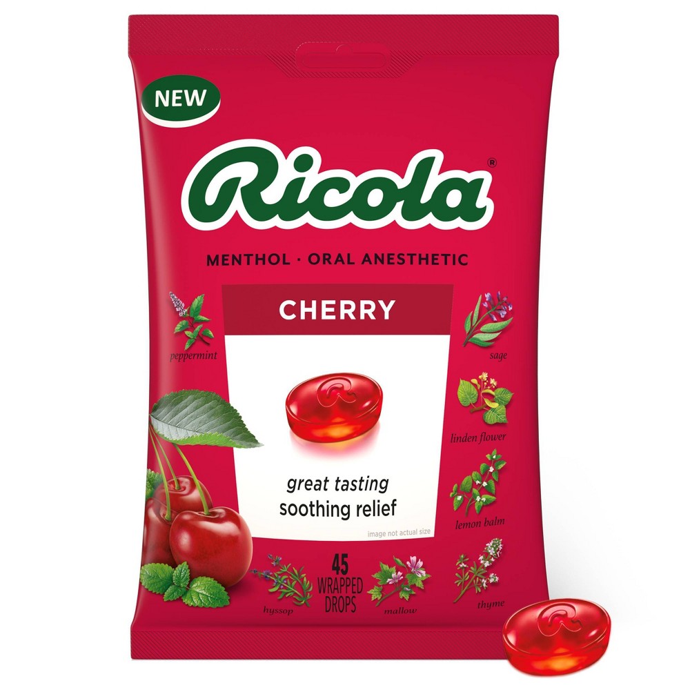 Ricola Cherry Throat Drops - Delicious Throat Refreshment - 45ct