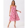 Allegra K Women's Floral Pleated Ruffle Spaghetti Strap Midi Sundresses - 4 of 4