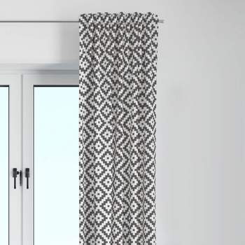 Bacati - Love Grey Warp Stripes Cotton Printed Single Window Curtain Panel