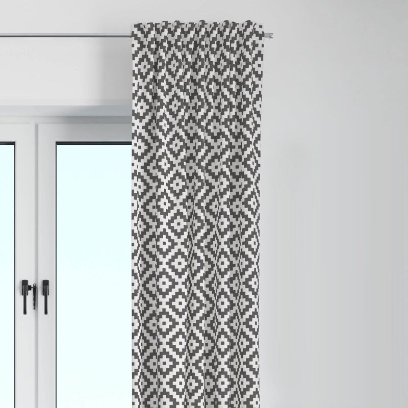 Bacati - Love Grey Warp Stripes Cotton Printed Single Window Curtain Panel, 1 of 6