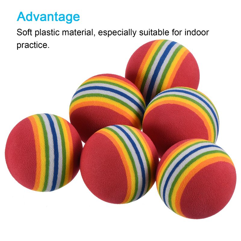 Unique Bargains EVA Exercise Flight Swing Indoor Practice Golf Foam Balls Rainbow 42mm 6 Pcs, 4 of 5