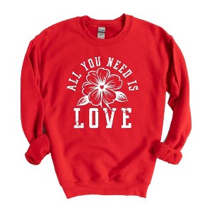 Simply Sage Market Women's Graphic Sweatshirt All You Need Is love Flower - 1 of 3