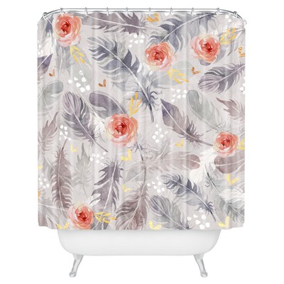 Floral Shower Curtain Gray - Deny Designs