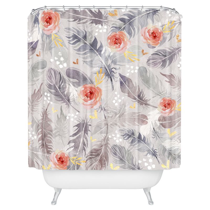 Floral Shower Curtain Gray - Deny Designs, 1 of 6
