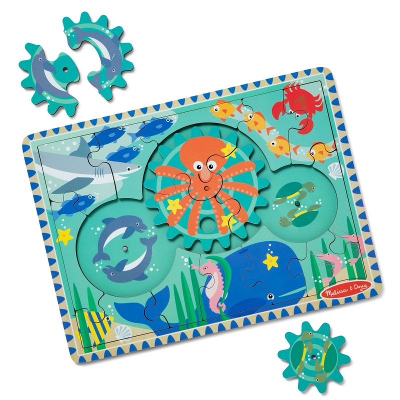 Melissa &#38; Doug Wooden Underwater Jigsaw Spinning Gear Puzzle &#8211; 18pc, 1 of 11